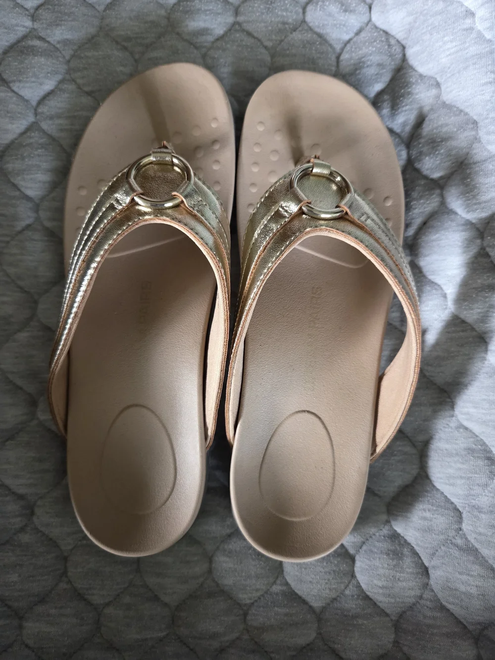 Dream Pairs Gold Metallic Thong Sandals with Ring Accent